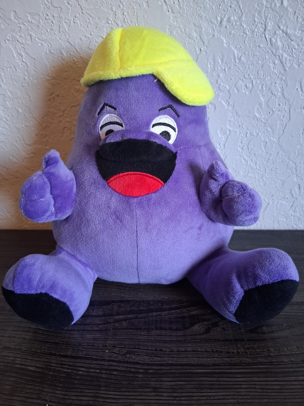 ​Vintage Style McDonalds Grimace Plush Stuffed Toy Yellow Hat Cap Mascot 10 Inch